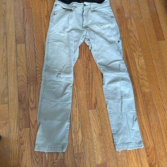 All-Terrain Gear Wrangler gray straight distressed frayed hem denim mens jeans - Picture 1 of 16